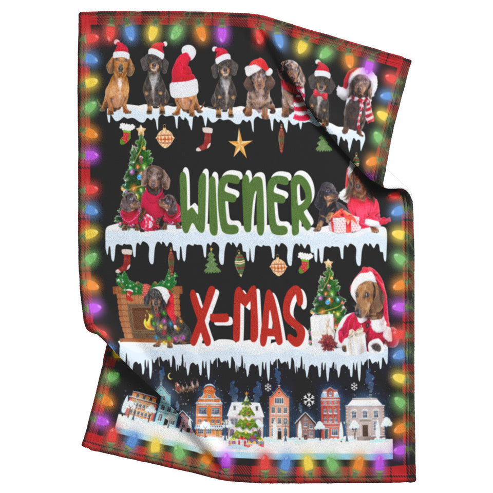 Wiener Dog Christmas Blanket copy