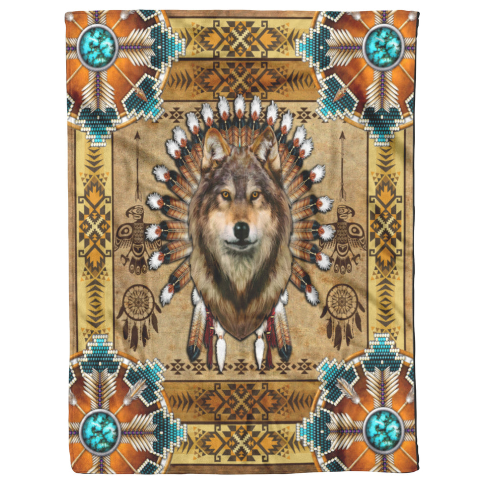 Wolf Native American Blanket V2