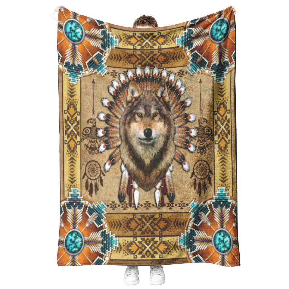 Wolf Native American Blanket V2