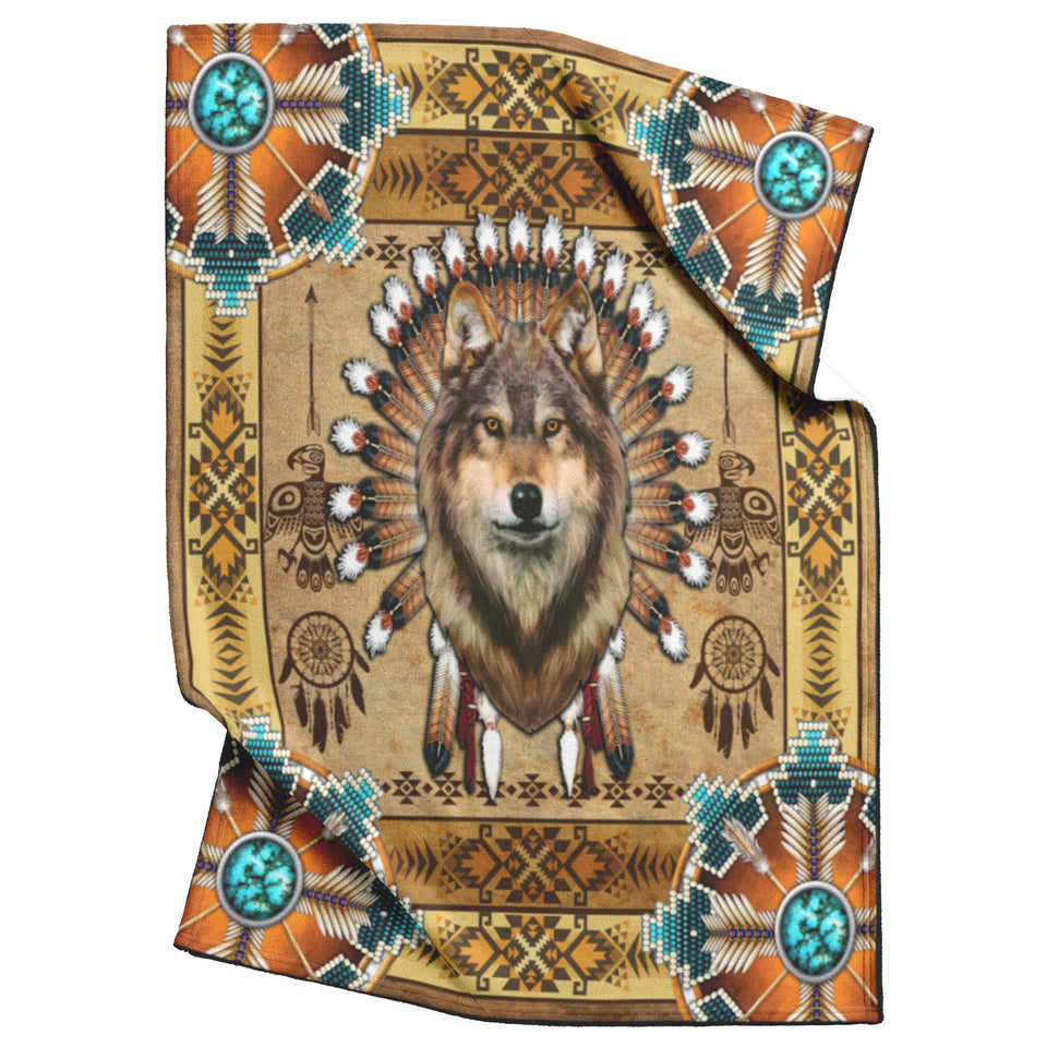 Wolf Native American Blanket V2