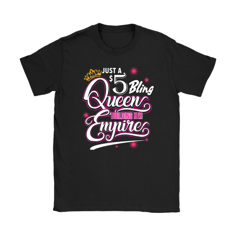 Mens Womens 5 Bling Queen Building Paparazzi Cool Black T-shirt Paparazzi 5$ tee TL