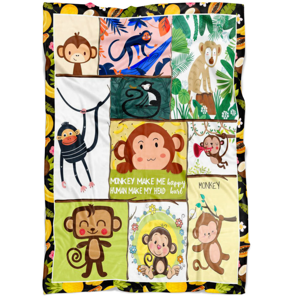 Monkey Make Me Happy Blanket copy