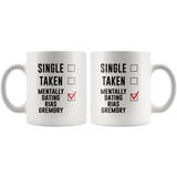 Single Taken Mentally Dating Rias Gremory Coffee Mug, Funny Rias Gremory Cosplay Costume Lover Mug, Ideal Novelty Gift for High School DxD Fans Manga 11oz TL