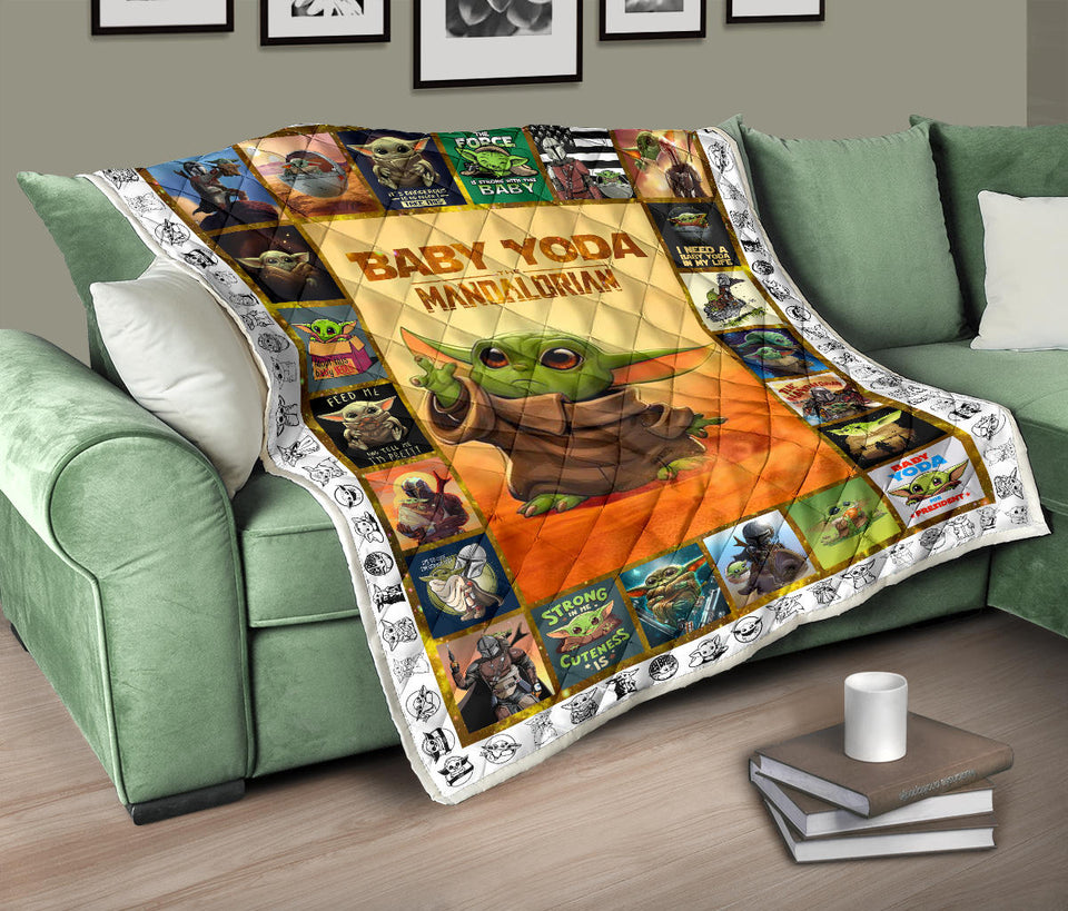 Baby Yo-da Quilt Star-Wars Quilt Mandalorian Quilt - Yo-da Funny Quilt Gift Idea For Men Women - Birthday Gift Quilt for Sofa Chair Bed Office Travelling Camping - Lap Blanket (45 x 50 inches) PL