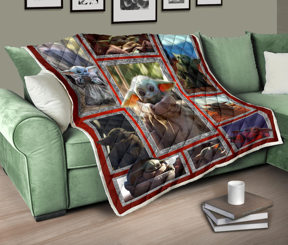 Baby Y-oda Quilt, Funny Quilt, Birthday Quilt Gift Idea for Men Women, Birthday Gift Quilt for Sofa Chair Bed Office Travelling Camping PL