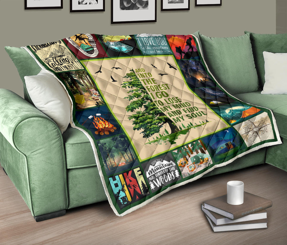 hiking mountain Milestone Blanket, Mountain Blanket - and Into The Forest I Go to Lose My Mind and Find My Soul Blanket
