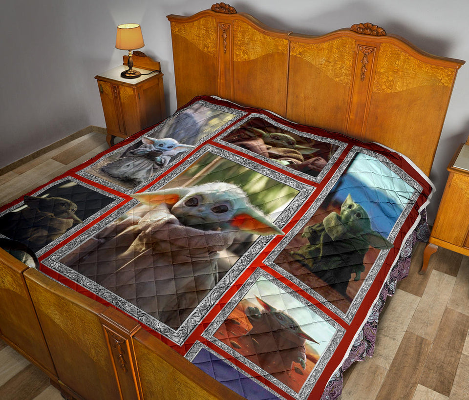 Baby Y-oda Quilt, Funny Quilt, Birthday Quilt Gift Idea for Men Women, Birthday Gift Quilt for Sofa Chair Bed Office Travelling Camping PL