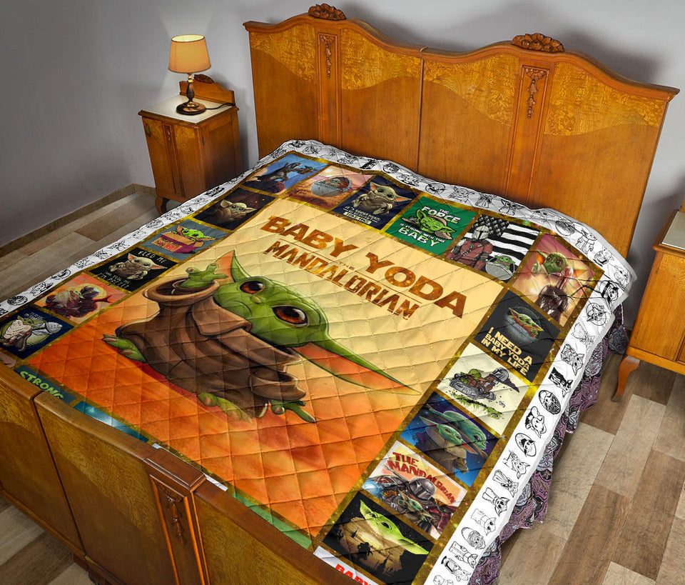 Baby Yo-da Quilt Star-Wars Quilt Mandalorian Quilt - Yo-da Funny Quilt Gift Idea For Men Women - Birthday Gift Quilt for Sofa Chair Bed Office Travelling Camping - Lap Blanket (45 x 50 inches) PL