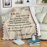 To My Son I Love You Letter Blanket