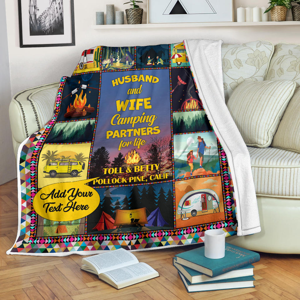 Husband and Wife Camping Partners for Life Quilt