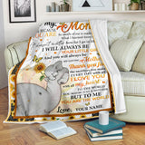 to My Mom I Am Because You are Sunflower Fleece Sherpa Blanket Gift for Mom from Daughter name