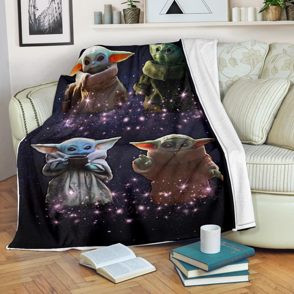 Baby Yoda Blanket, Star Wars Blanket - Cozy Plush Fleece, Sherpa Blanket (White) - PL