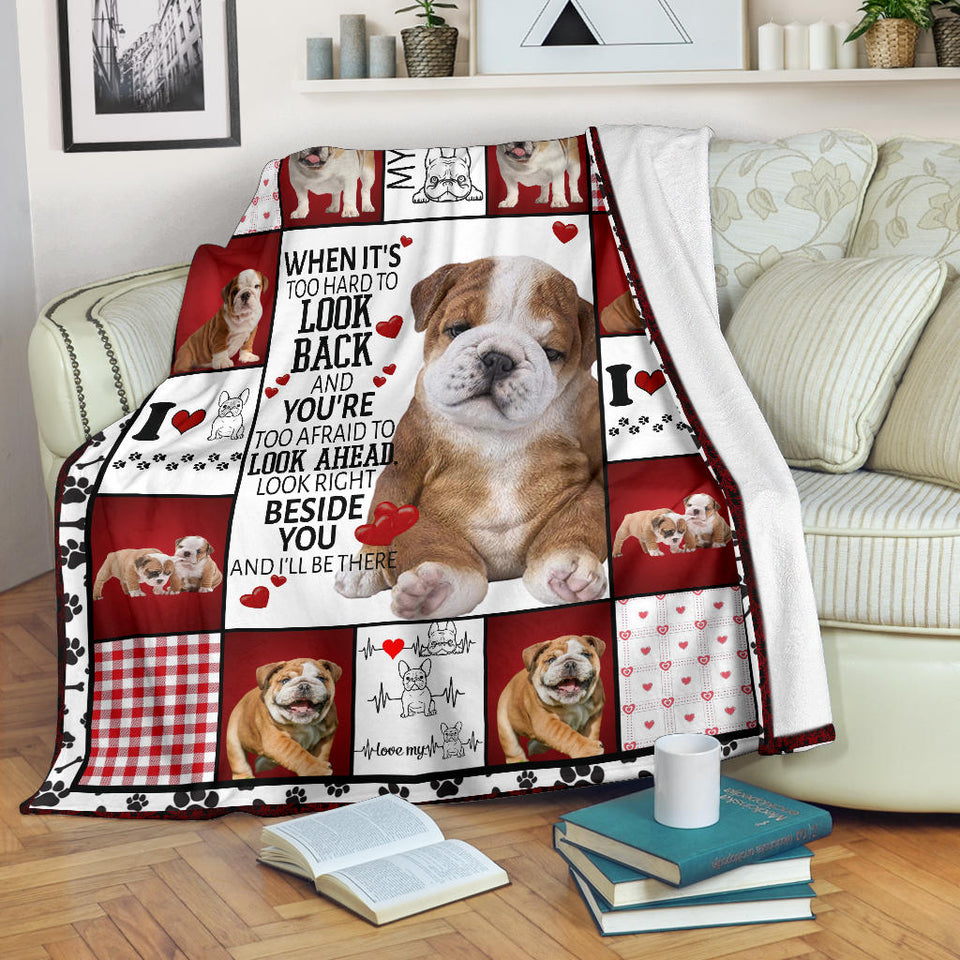 Bull Dog Fleece Throw Blanket Quilt I will always be by your side