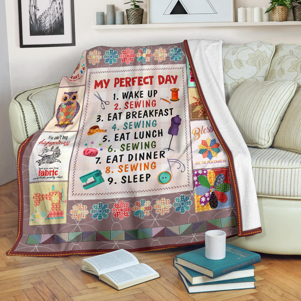 My Perfect Day, I Love Sewing Blanket copy
