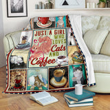 A Girl Who Loves Cats And Coffee Blanket