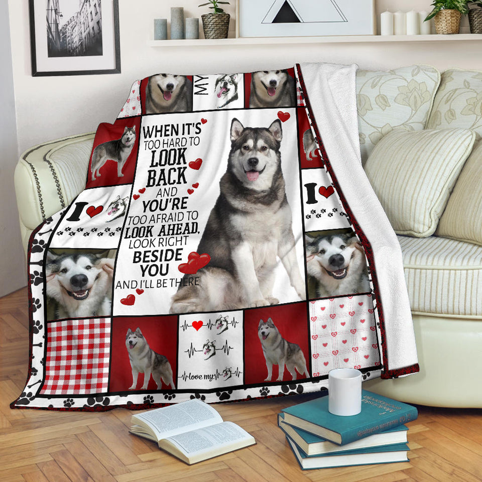 Husky Dog Fleece Throw Blanket Quilt I will always be by your side