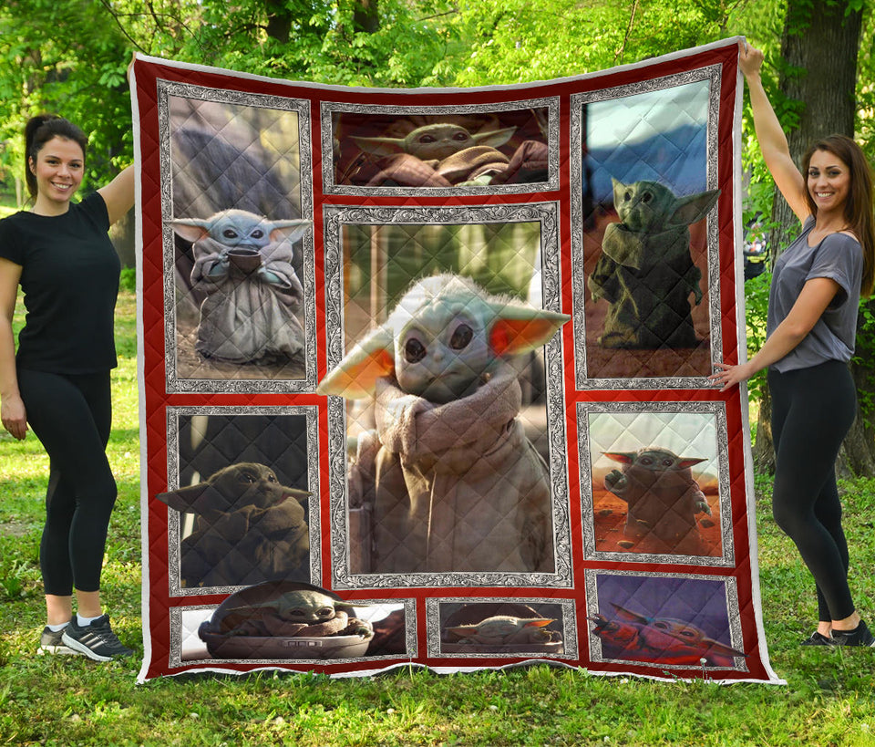 Baby Y-oda Quilt, Funny Quilt, Birthday Quilt Gift Idea for Men Women, Birthday Gift Quilt for Sofa Chair Bed Office Travelling Camping PL