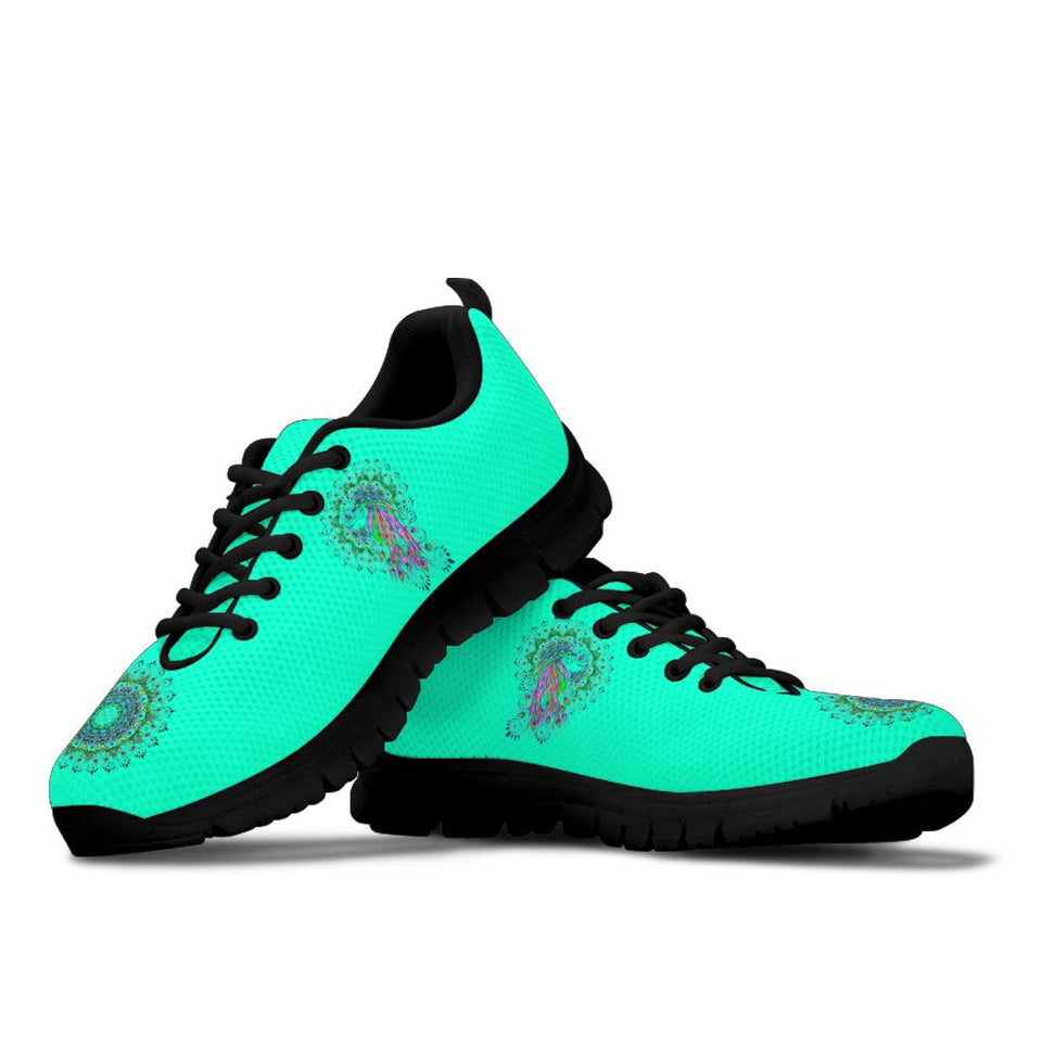 Peacock Mandala, Turquoise Teal Green SNEAKERS