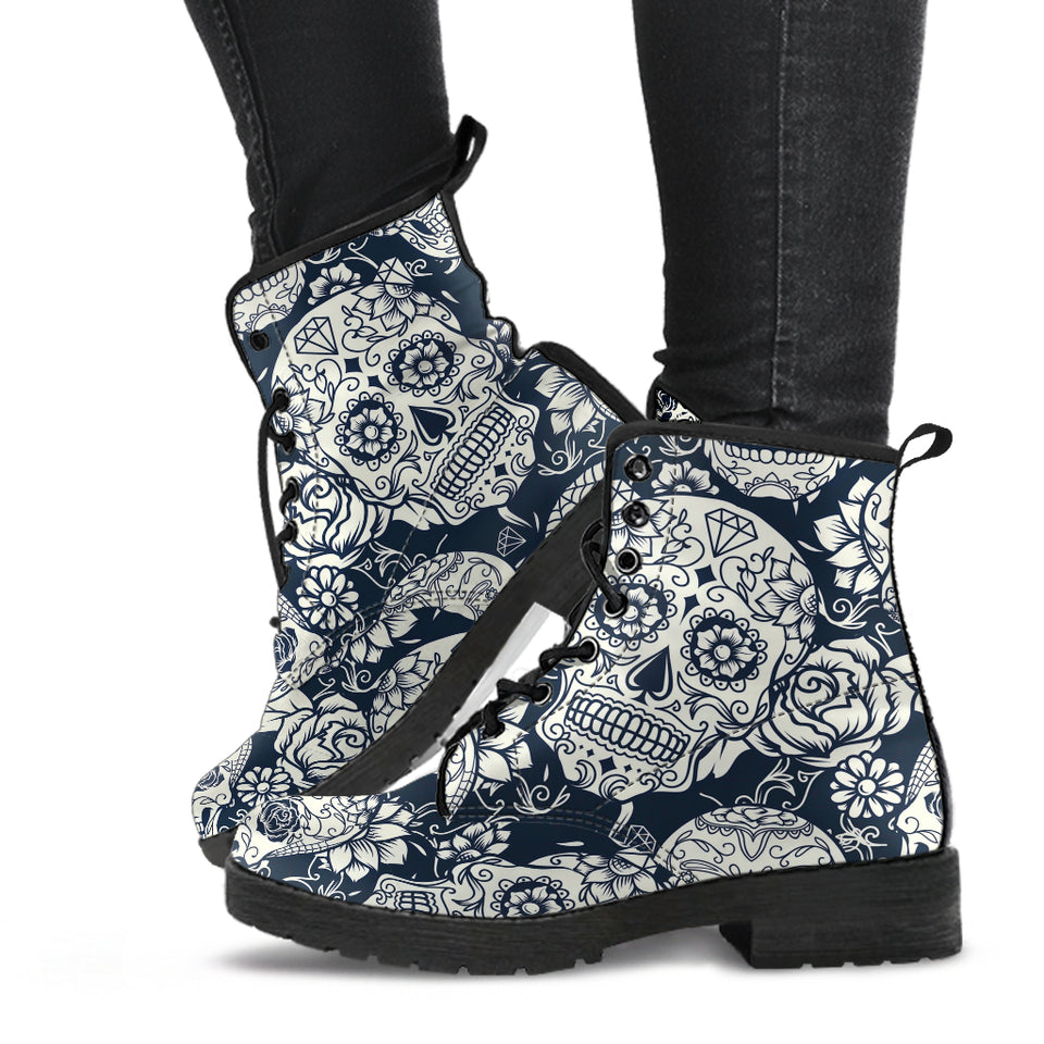 Handmade Shoes Women, Sugar Skull Boots, Womens Skull Boots, Handcrafted Boots, snow Boots Women, Rain Shoes, Platform Combat boot