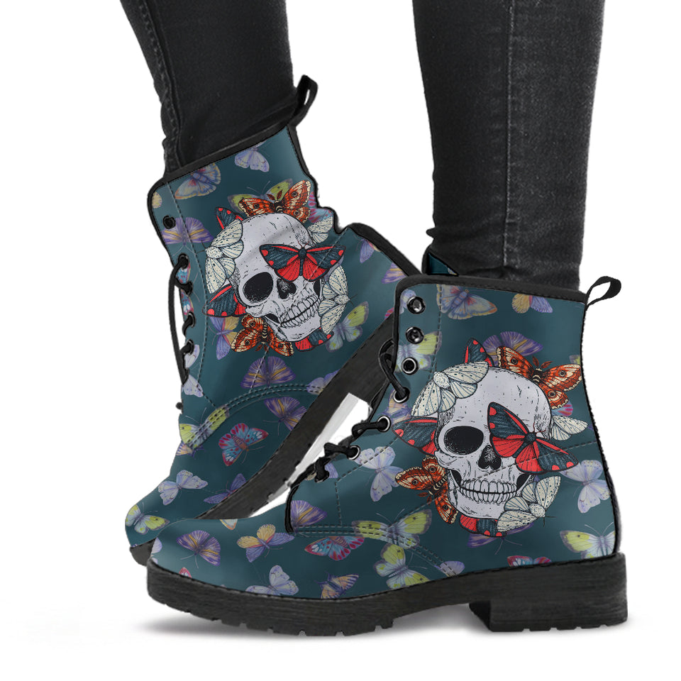 Colorful Butterfly, Leather Boots Women, Sugar Skull, Womens Winter Boots, Vegan Leather, Custom Leather Boots, Lace Up Boots, Hippie Boots