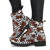 Rose Skull, Gothic Hiking Boots, Women's Boots, Vegan Leather, Combat Style Boots, Emo Punk Boots, Goth Winter Boots, Gothic Military boot