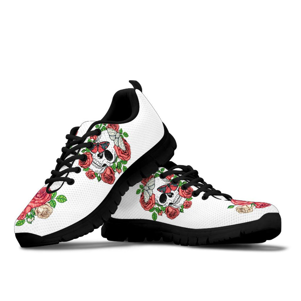 Skull and Roses, Gothic Hiking Boots, Women_s Boots, Vegan Leather, Combat Style Boots, Emo Punk Boots, Sneakers