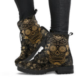 Black Sugar Skull, Dia De los Muertos, Women's Boots, Vegan Leather, Combat Style Boots, Lolita Combat Boots, Day Of The Dead