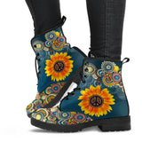 Manadala Peace Sign, Purple Black, Women's Boots, Vegan Leather, Combat Style Boots, Black Pink, 1960's 1970's, Hippie Gyspy Fairy - up lai