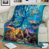 Turtle Swim With The Waves Lover Blanket