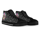 Sugar Skull Design, Womens Leather Boots high top