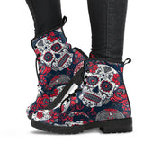 Red Sugar Skull, Dia De los Muertos, Women's Boots, Vegan Leather, Combat Style Boots, Lolita Combat Boots, Day Of The Dead
