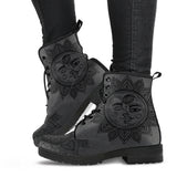 Grey Sun and Moon, Handcrafted boots, Vegan Leather, ankle Boots women, Festival Boots, Bohemian Style, Hippie Boots, Hikers Boots women