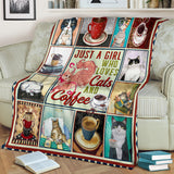 A Girl Who Loves Cats And Coffee Blanket