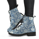 Womens Leather Boots, Zen Boots, Streetwear, Handmade Crafted, Vegan Leather, Paisley, Hippie, Spiritual, Women Girl Gift, Classic Boot