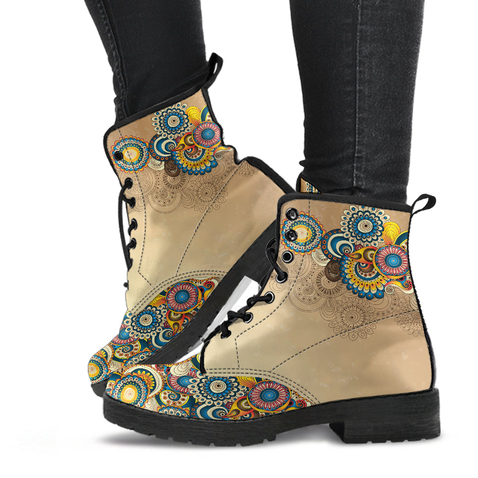 Vintage Hippie, Geometric Abstract, Women's Boots, Vegan Leather