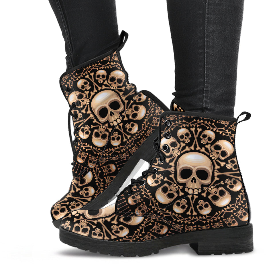Leather Boots Women, Womens Skull Boots, Handmade Shoes