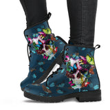 Colored Butterfly, Sugar Skull, Vegan Leather, Leather Boots Women
