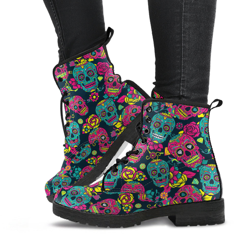 Sugar Skull Boots, Womens Skull Boots, premium Boots Women, Womens Leather Boots, Women Winter Boots, Rain Boots Womens