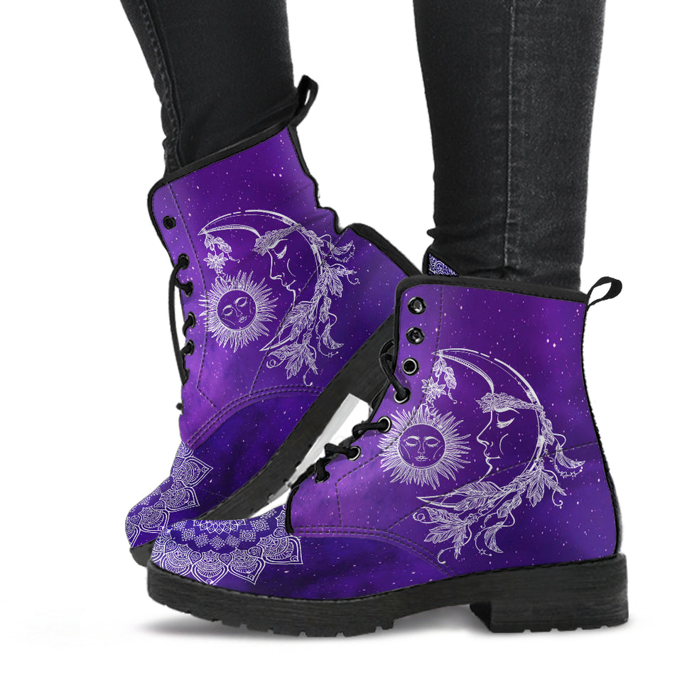 Sun and Moon Galaxy Handcrafted Women's Booties Vegan-Friendly Leather Boots