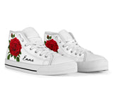 Red Rose Shoes, Rose Print Sneakers, Rose Shoes, Custom High Tops Sneakers For Adults Women & Girls