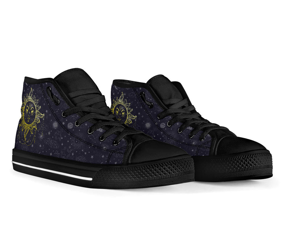Sun and Moon, Mandala Design, Women's Boots high top