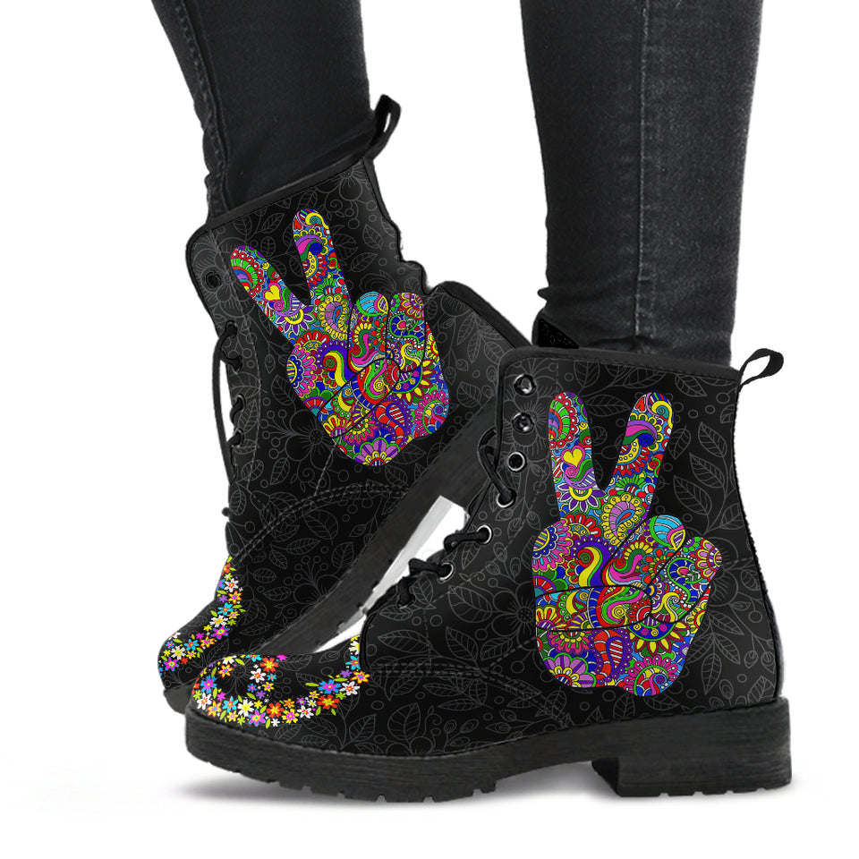 Peace Sign Symbol, Meditation Zen Yoga, Women's Boots