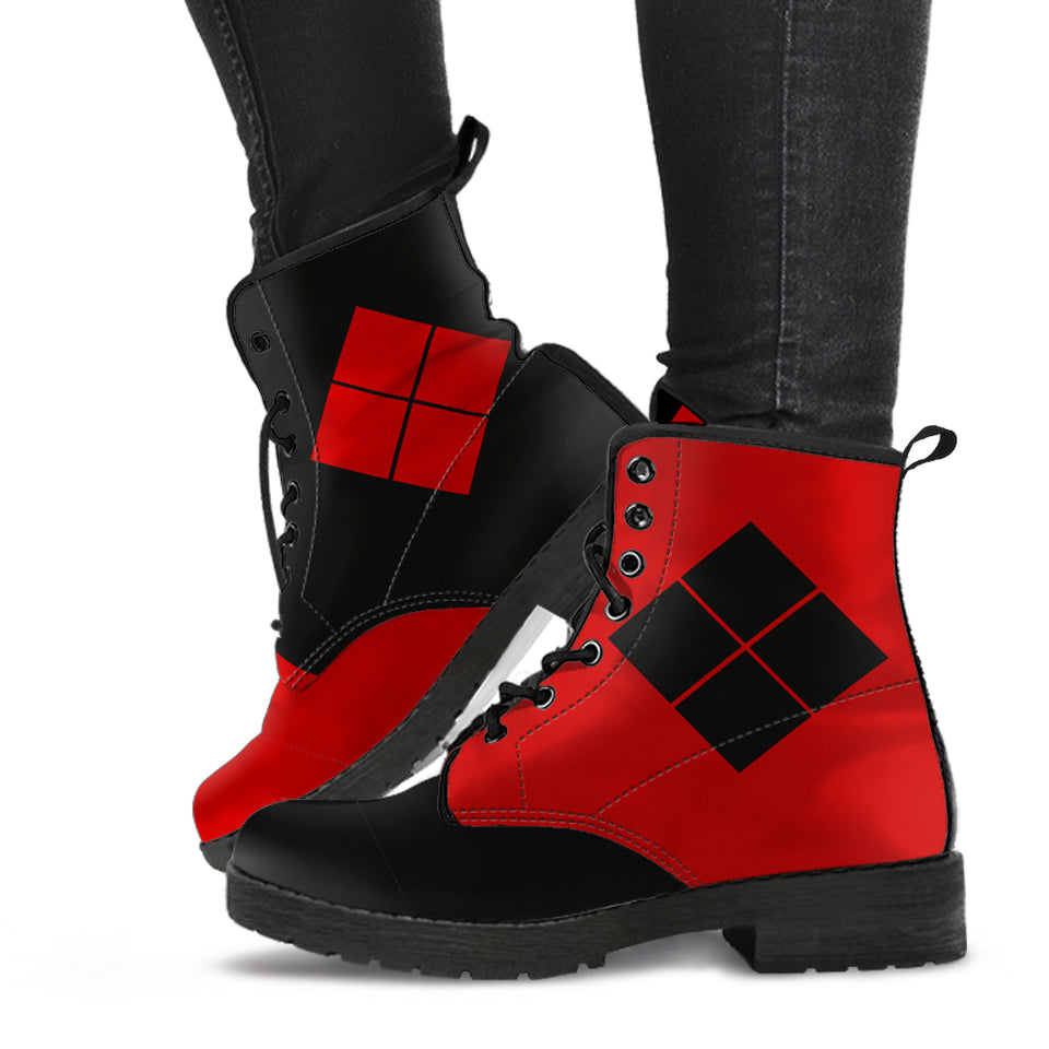 Harley Quinn Inspired Opposites Vegan Boots