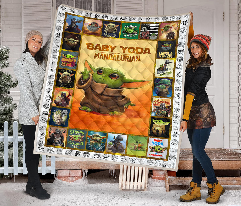 Baby Yo-da Quilt Star-Wars Quilt Mandalorian Quilt - Yo-da Funny Quilt Gift Idea For Men Women - Birthday Gift Quilt for Sofa Chair Bed Office Travelling Camping - Lap Blanket (45 x 50 inches) PL