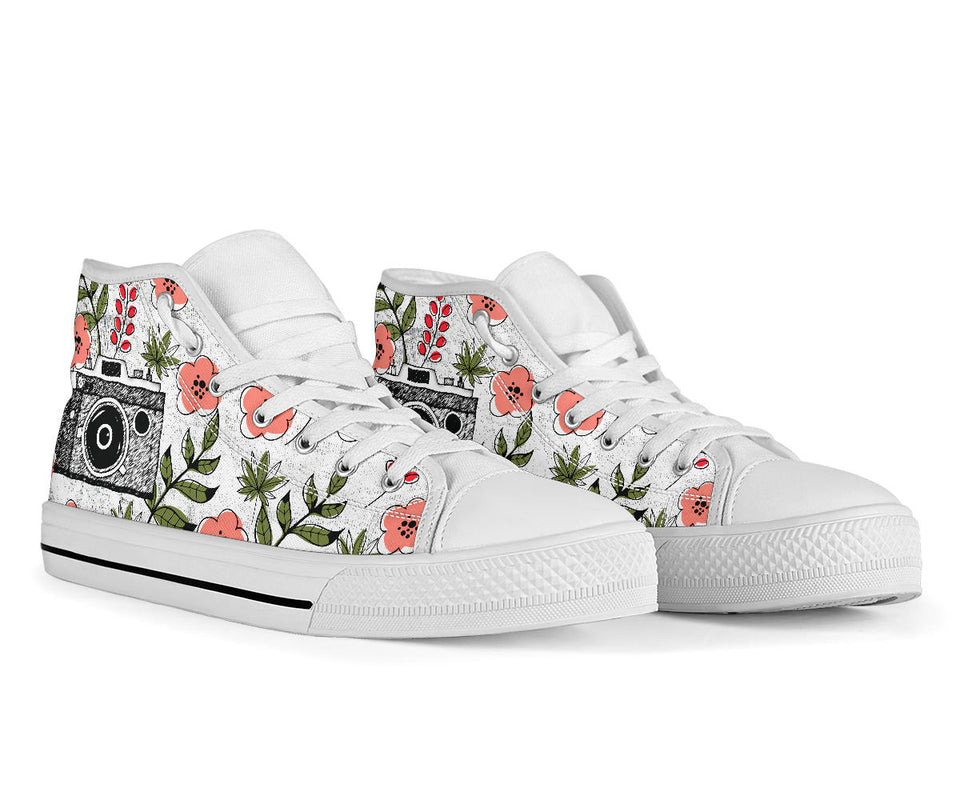 Vintage Floral Camera hand painted shoes