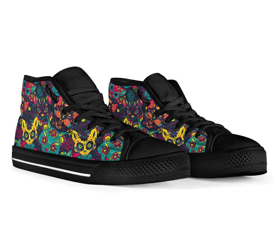 Skull Cat, Leather Shoes, Womens Skull Boots high top