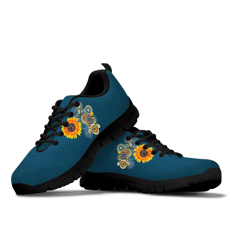 Manadala Peace Sign, Purple Black, Women's Boots SNEAKERS