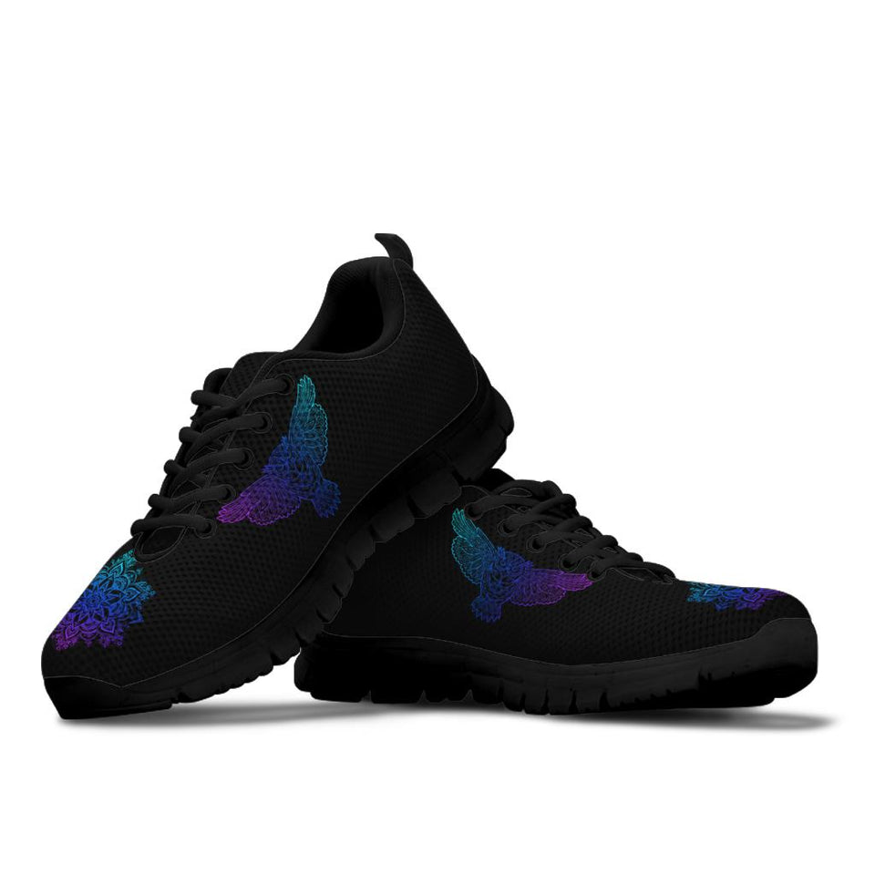 Owl Blue Purple, Womens Leather Boots SNEAKERS up lai