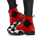 Women's Harley Quinn Inspired Vegan Boots Red Black