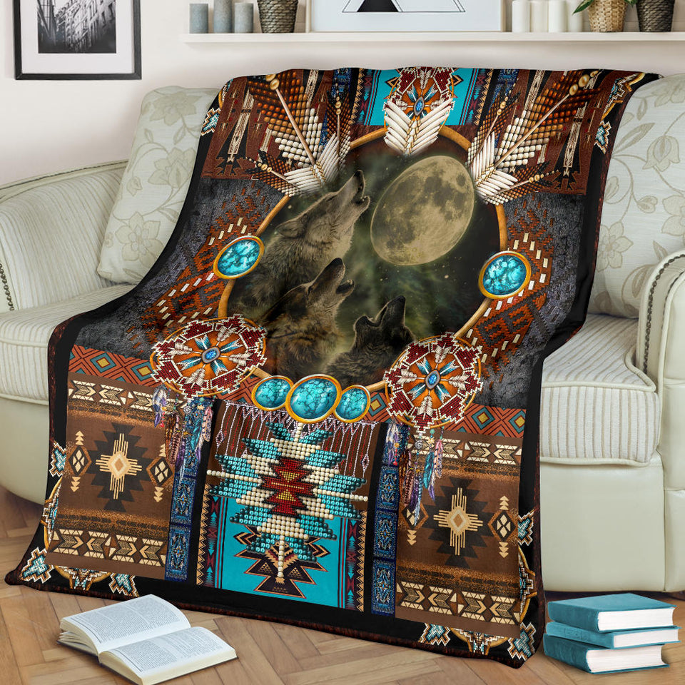 Wolf Native American Blanket
